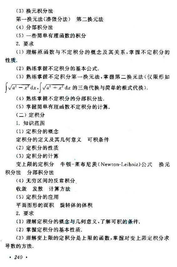 2020年湖南成人高考專升本《數(shù)學(xué)（二）》考試大綱