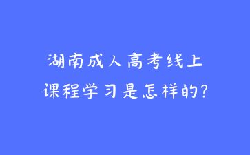 湖南成人高考線上課程學習是怎樣的?